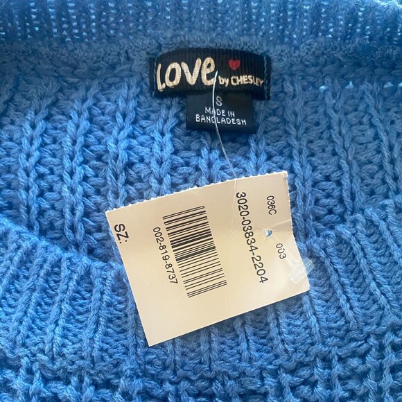 Love by CHESLEY Blue Cable-knit Light weight RIPPED Sweater Dress PUNK *SMALL* - Picture 6 of 7